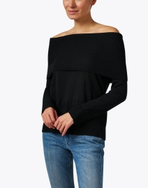 Front image thumbnail - Max Mara Leisure - Tiglio Black Wool Off The Shoulder Sweater