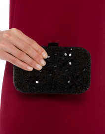 Black Beaded Floral Clutch