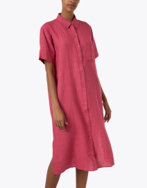Front image thumbnail - Eileen Fisher - Pink Linen Shirt Dress
