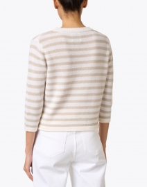 Allude - Beige and White Stripe Wool Blend Sweater