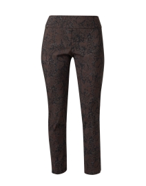 Brown Print Stretch Pull On Ankle Pant