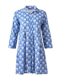 Product image thumbnail - Ro's Garden - Deauville Blue Print Kariya Shirt Dress