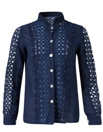 Iolite Navy Embroidered Blouse