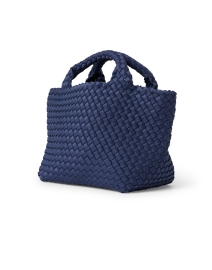 Front image thumbnail - Naghedi - St. Barths Mini Solid Slate Blue Woven Handbag