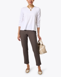 Look image thumbnail - Eileen Fisher - Taupe Stretch Crepe Slim Ankle Pant