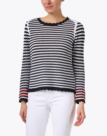 Front image thumbnail - Lisa Todd - Black and White Striped Cotton Sweater