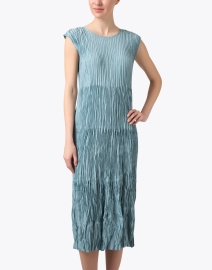 Front image thumbnail - Eileen Fisher - Blue Crushed Silk Dress