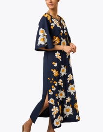 Front image thumbnail - Frances Valentine - Dreamy Navy and Yellow Cotton Linen Kaftan