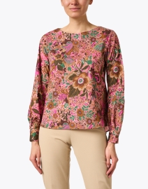 Front image thumbnail - Caliban - Pink Floral Stretch Cotton Top