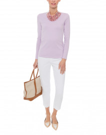 Lilac Cotton Sweater with Cuff Buttons