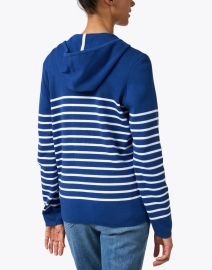 Back image thumbnail - Saint James - Anafi Blue and White Stripe Zip-Up Sweater