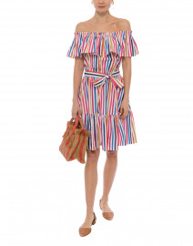 Multicolor Striped Off-the-Shoulder Cotton Dress