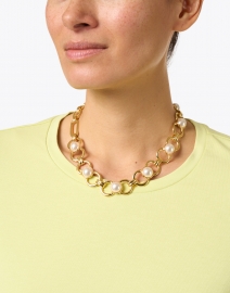 Look image thumbnail - Ben-Amun - Gold and Pearl Chain Link Necklace
