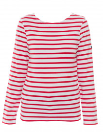 Minquidame White and Red Striped Cotton Top