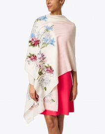 Look image thumbnail - Janavi - Ivory and Multi Floral Embroidered Wool Scarf