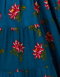 Fabric image thumbnail - Lisa Corti - Tulsi Teal Rose Print Cotton Dress