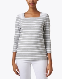 Front image thumbnail - E.L.I. - Grey and White Striped Top 