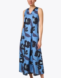 Front image thumbnail - WHY CI - Riviera Blue Floral Cotton Dress 