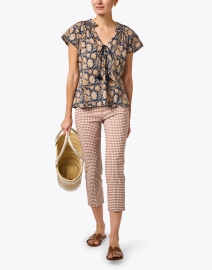 Look image thumbnail - Avenue Montaigne - Brigitte Brown Check Cropped Pull On Pant