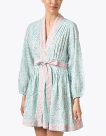 Front image thumbnail - D'Ascoli - Clotilde Blue and Pink Printed Dress