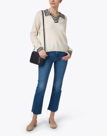 Look image thumbnail - Chinti and Parker - Breton Cream and Navy Polo Sweater