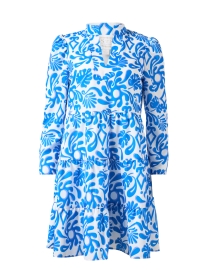Blue Splash Print Tiered Dress