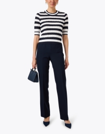 Look image thumbnail - Veronica Beard - Lisbeth White and Navy Striped Sweater