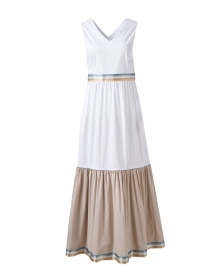 White and Beige Cotton Dress