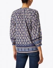 Bell - Courtney Navy and White Cotton and Silk Blouse