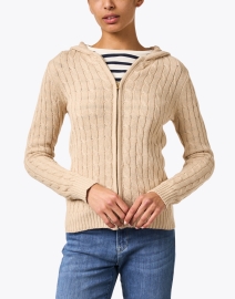 Front image thumbnail - Burgess - Jilian Beige Cotton Cashmere Hoodie