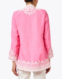 Back image thumbnail - Bella Tu - Ceci Pink Embroidered Linen Jacket