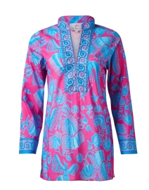 Pink and Blue Embroidered Top