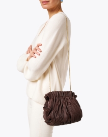 Look image thumbnail - Loeffler Randall - Willa Brown Pleated Leather Cinched Clutch