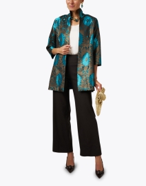 Look image thumbnail - Connie Roberson - Rita Turquoise and Gold Medallion Print Jacket