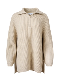 Product image thumbnail - White + Warren - Ivory Quarter Zip Sweater