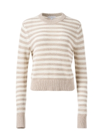 White and Tan Striped Sweater