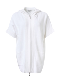 White Cashmere Cotton Short Sleeve Hoodie Sweater