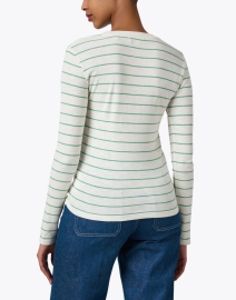 Back image thumbnail - Vince - Ivory and Green Striped Top