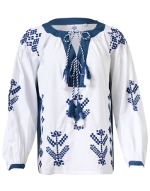 Product image thumbnail - Pomegranate - Paros Embroidered Peasant Top