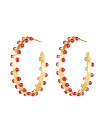Product image thumbnail - Sylvia Toledano - Red and Gold Enamel Hoop Earrings