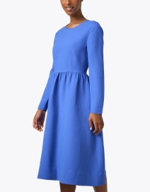 Front image thumbnail - Lafayette 148 New York - Blue Wool Crepe Cocktail Dress