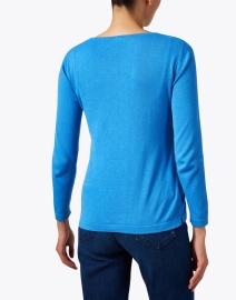 Back image thumbnail - Blue - Blue Pima Cotton Boatneck Sweater