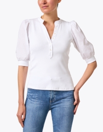 Front image thumbnail - Veronica Beard - Coralee White Puff Sleeve Top