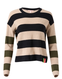 Beige Multi Stripe Cotton Sweater