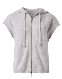 Product image thumbnail - Kinross - Grey Cashmere Short Sleeve Hooded Jacket