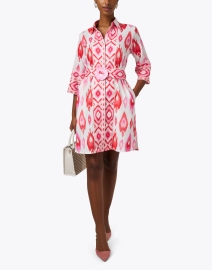 Look image thumbnail - Bella Tu - Red and Pink Ikat Print Cotton Shirt Dress