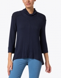 Front image thumbnail - Southcott - Navy Cotton Thermal Sweater
