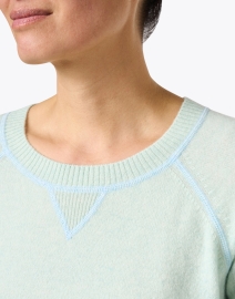 Extra_1 image thumbnail - Kinross - Mint Green Cashmere Contrast Stitch Sweatshirt
