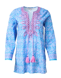 Blue and Purple Print Cotton Tunic Top