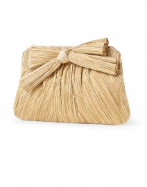 Front image thumbnail - Loeffler Randall - Rayne Gold Pleated Lame Bow Clutch